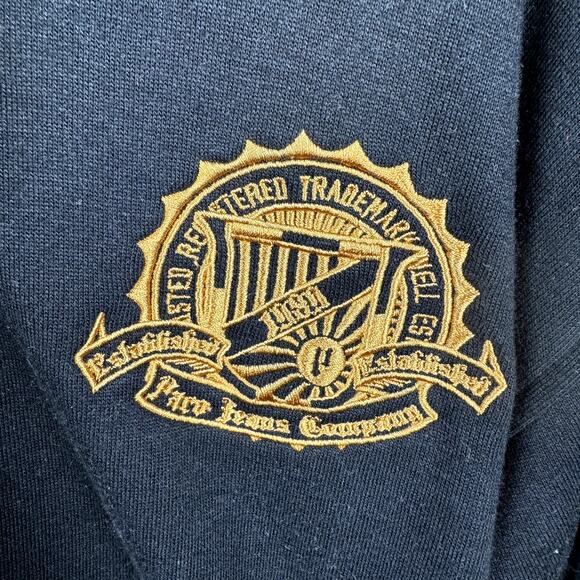 Vintage Paco Jeans Hoodie Large Black Yellow Zip Up Sweatshirt Embroidered Y2K - Picture 3 of 4